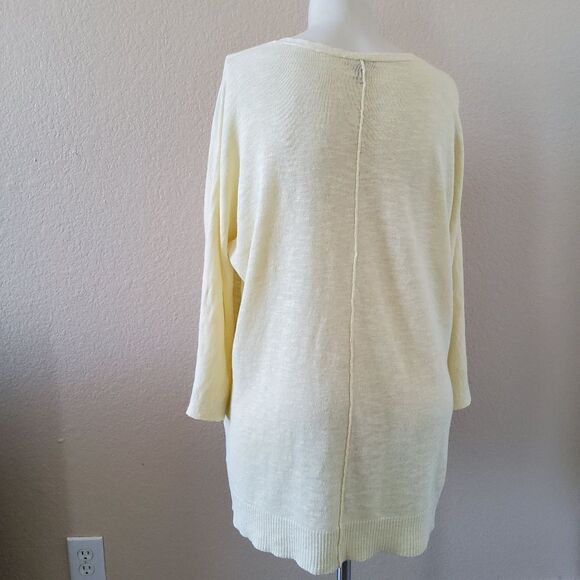 Eileen Fisher Organic Linen Organic Cotton Yellow Sweater Size L - Picture 3 of 5